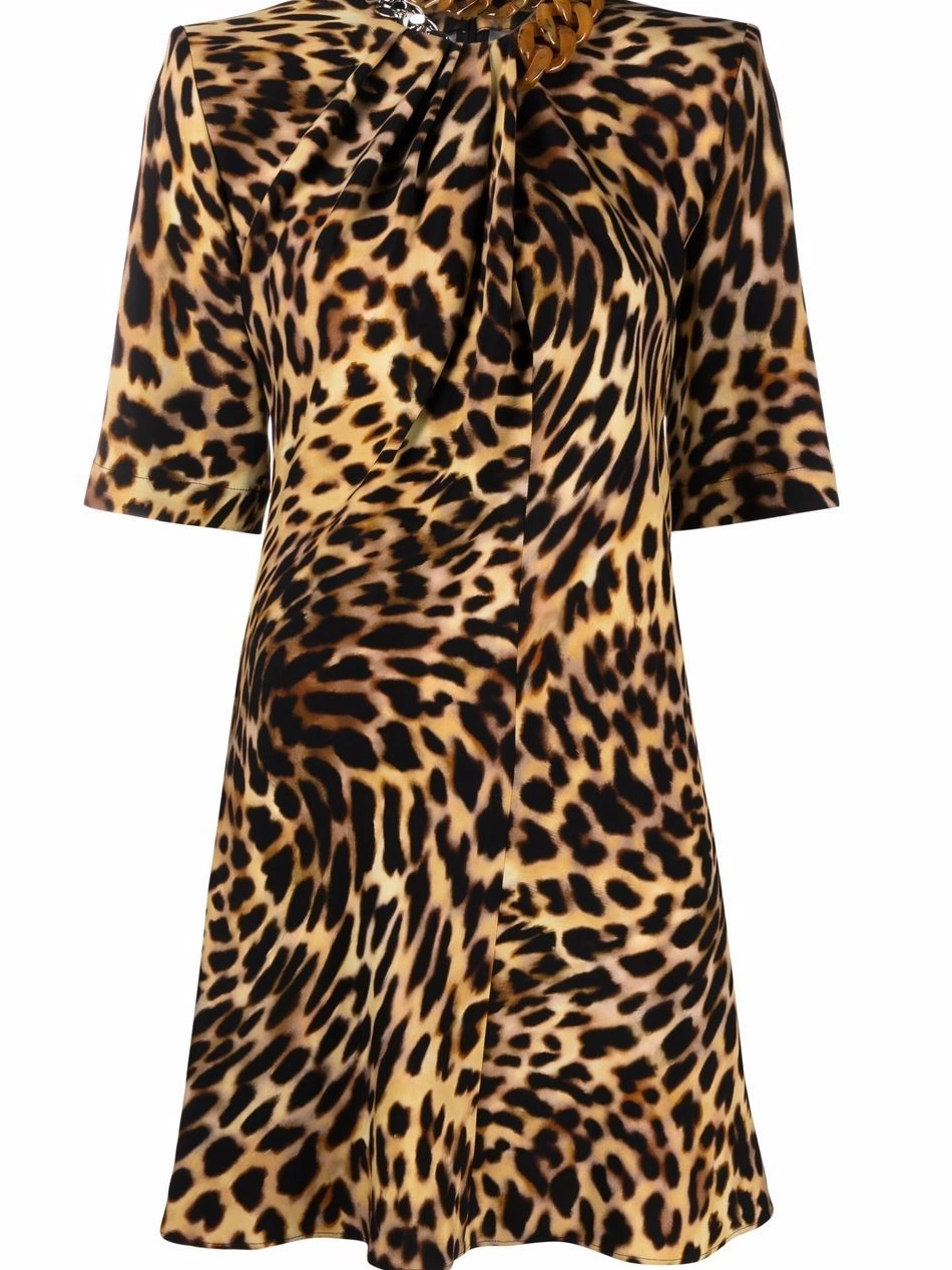 Affordable McCartney Women Stella leopard neck chain-embellished print dress 0825